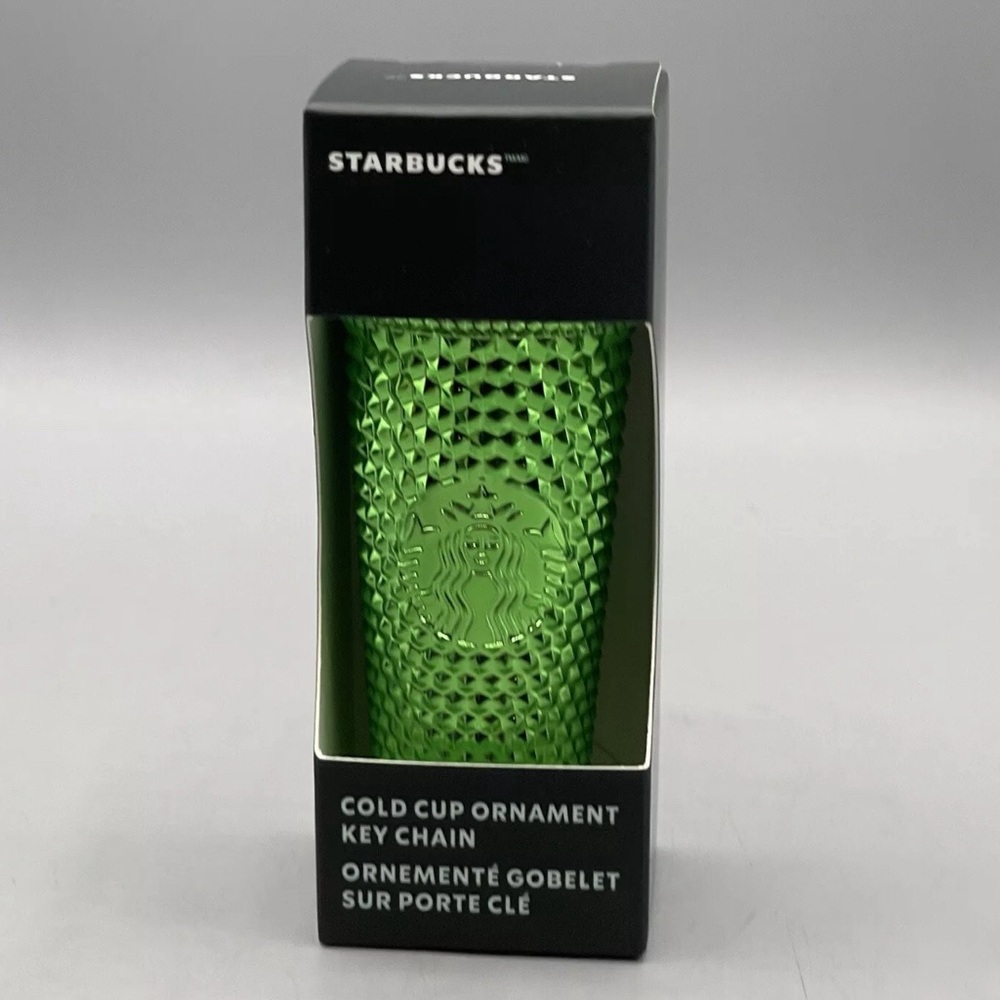 Starbucks Chrome Green Studded Mini Key Chain Tumbler & Ornament. BNWT